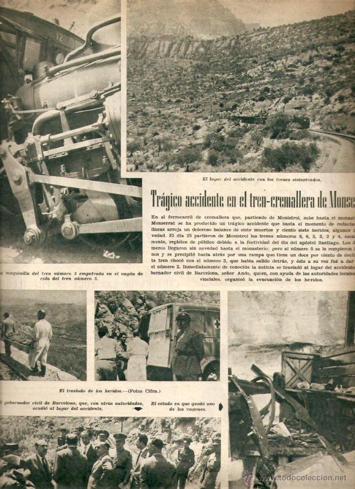 Collection Magazines and Newspapers: A&Ntilde;O 1953 ACCIDENTE TREN CREMALLERA MONTSERRAT FOZ LUGO CAPTURA FOCA UTRERA MOSTACHON POSTRES TIPICOS