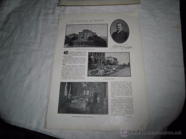 Colecionismo de Revistas e Jornais: LA MUERTE DE KRUPP HOJA DE REVISTA BLANCO Y NEGRO 1902