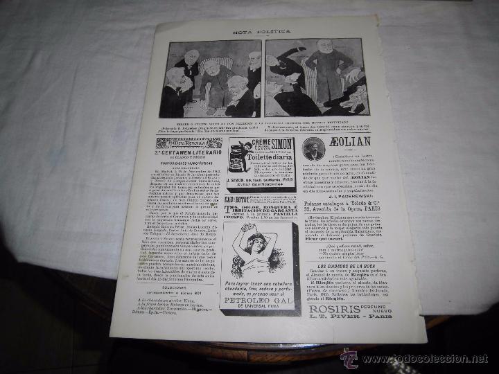 Colecionismo de Revistas e Jornais: NOTA POLITICA TERCER O CUARTO GOLPE DE DON PRAXEDES A LA DIVERT HOJA DE REVISTA BLANCO Y NEGRO 1902
