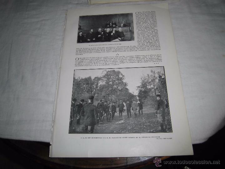 Colecionismo de Revistas e Jornais: EL REY DE PORTUGAL Y EL PRESIDENTE LOUBET CAZANDO EN COMPIEGNE HOJA DE REVISTA BLANCO Y NEGRO 1902