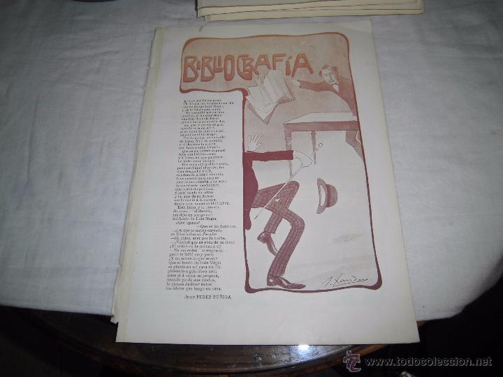 Colecionismo de Revistas e Jornais: BIBLIOGRAFIA POR JUAN PEREZ ZU&Ntilde;IGA.ILUSTRA XAUDARO HOJA DE REVISTA BLANCO Y NEGRO 1902