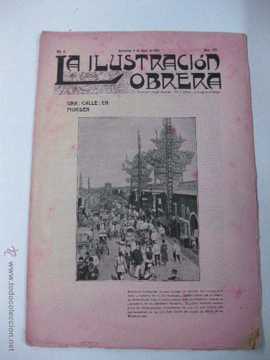 Collectionnisme de Revues et Journaux: LA ILUSTRACION OBRERA N&ordm; 60. 8 DE ABRIL DE 1905.EN PORTADA MUKDEN, CAPITAL DE MANDCHURIA.