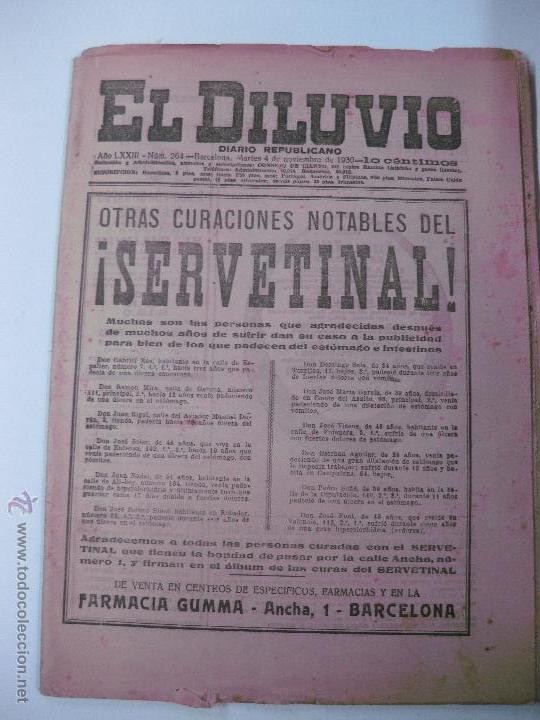 Coleccionismo de revistas y peri&oacute;dicos: EL DILUVIO DIARIO REPUBLICANO. N&ordm; 264. 4 DE NOVIEMBRE DE 1930. 48 PAGINAS.