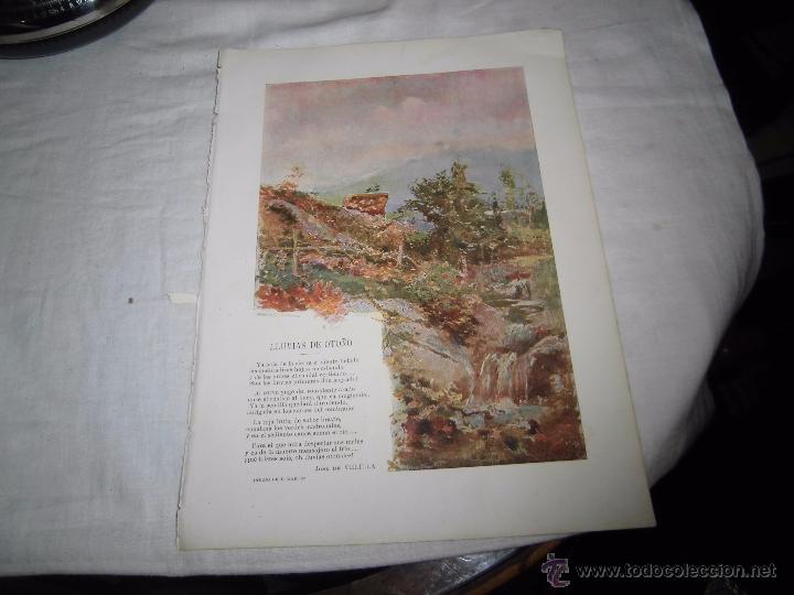Collezionismo di Riviste e Giornali: LLUVIAS DE OTO&Ntilde;O POR JOSE DE VELILLA.DIBUJO T. MARTINHOJA DE REVISTA BLANCO Y NEGRO 1902
