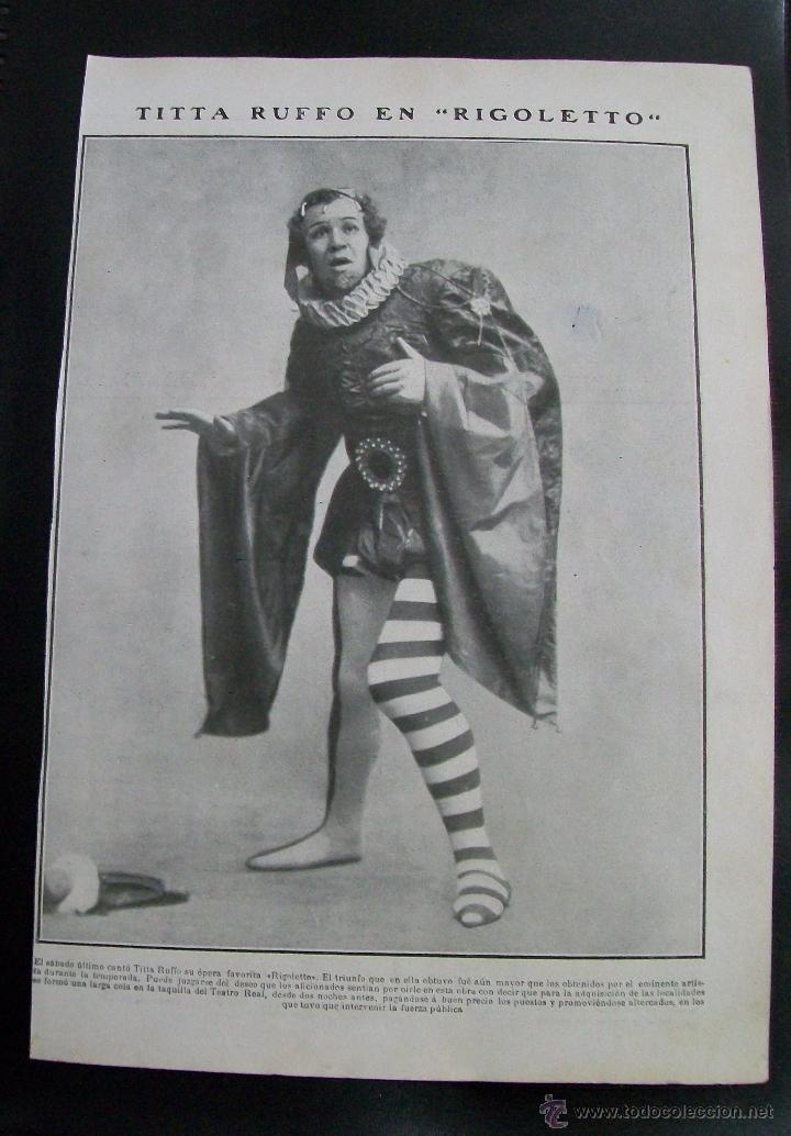 Coleccionismo de Revistas y Peri&oacute;dicos: TITTA RUFFO EN RIGOLETTO HOJA REVISTA NUEVO MUNDO 1909