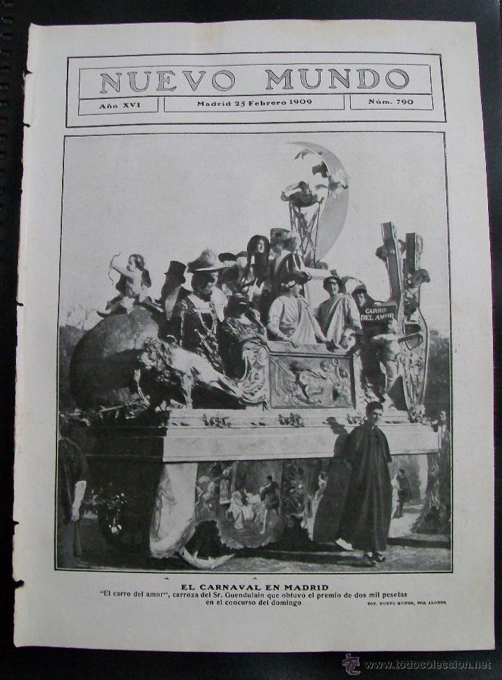 Coleccionismo de Revistas y Peri&oacute;dicos: EL CARNAVAL EN MADRID CARROZA GANADORA HOJA REVISTA NUEVO MUNDO 1909