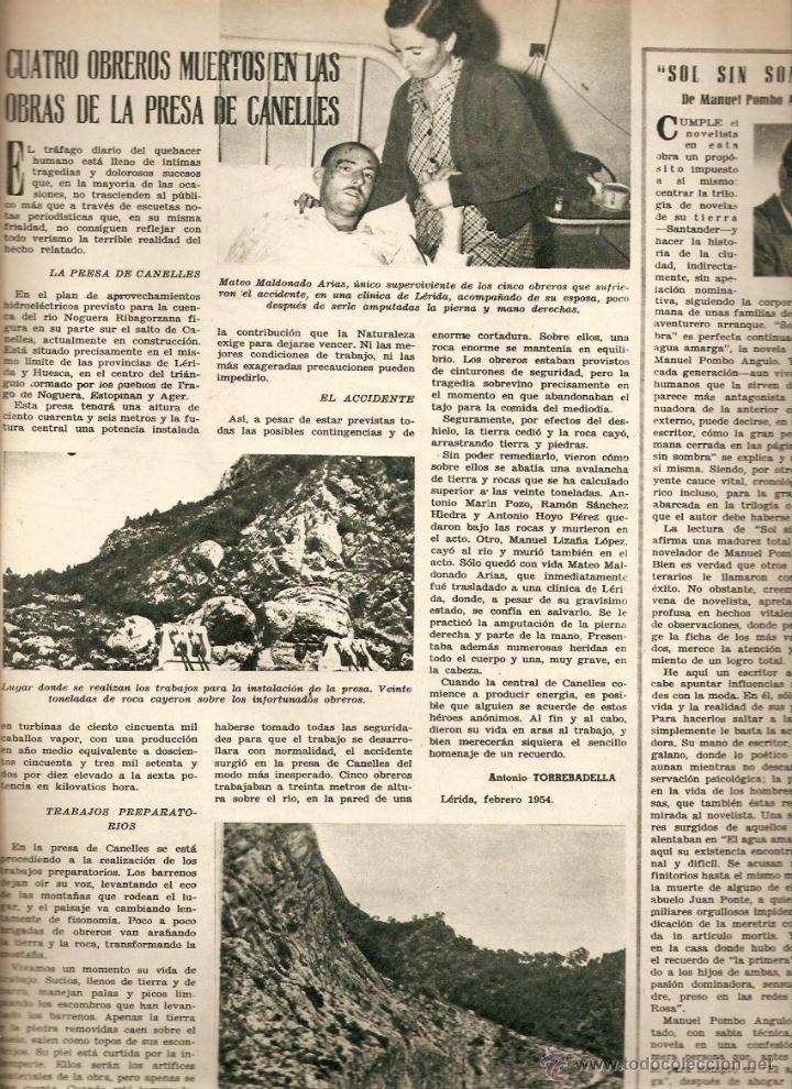 Coleccionismo de revistas y peri&oacute;dicos: A&Ntilde;O 1954 OBREROS MUERTOS PRESA DE CANELLES COBAYAS HUMANOS MEDICINA EXPERIMENTOS NIEVE EN ANDALUCIA