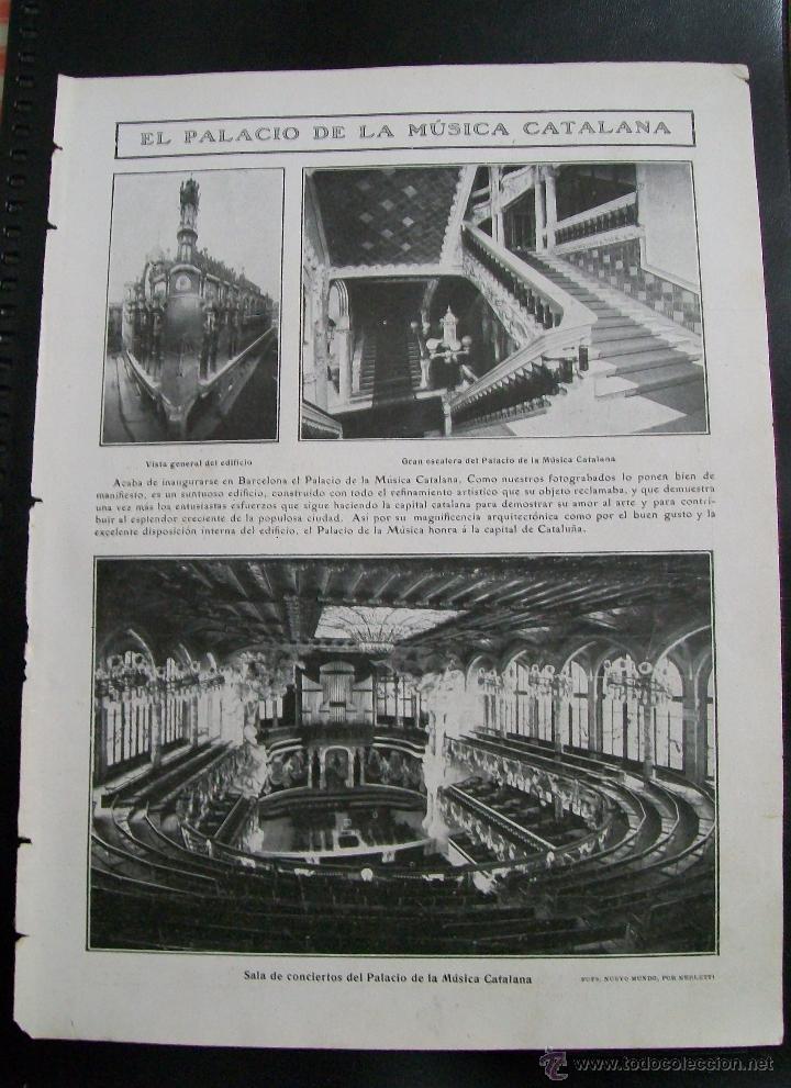 Collezionismo di Riviste e Giornali: INAUGURACI&Oacute;N PALACIO DE LA M&Uacute;SICA CATALANA HOJA REVISTA NUEVO MUNDO 1909