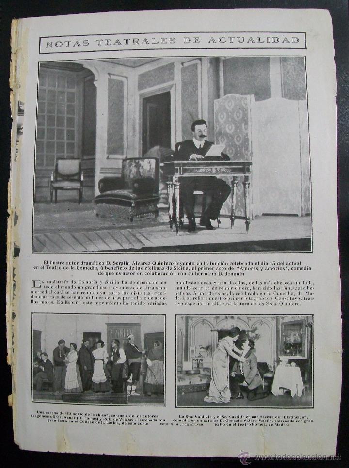 Collezionismo di Riviste e Giornali: NOTAS TEATRALES FOTOGRABADO SERAF&Iacute;N ALVAREZ QUINTERO HOJA REVISTA NUEVO MUNDO 1909