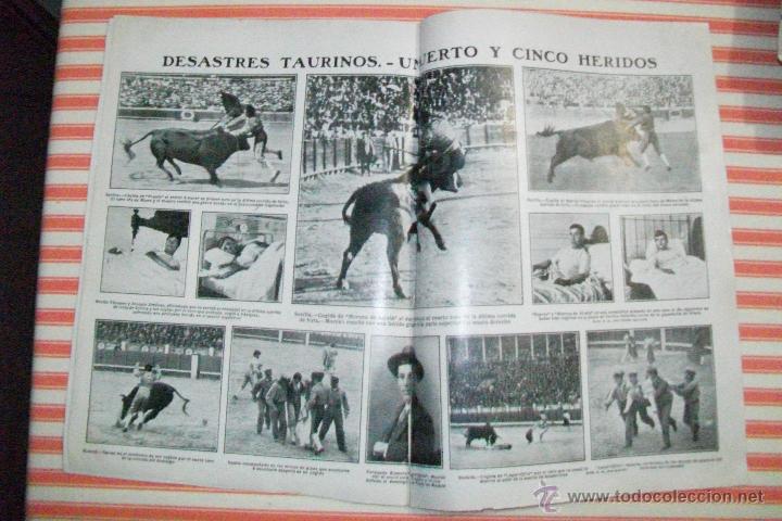 Collezionismo di Riviste e Giornali: DOBLE P&Aacute;GINA DESASTRES TAURINOS UN MUERTO Y CINCO HERIDOS NUEVO MUNDO 1909