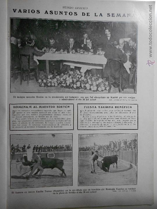 Colecionismo de Revistas e Jornais: hln- hoja 1911- toreros bret&oacute;n, bombita, plaza de toros de sevilla