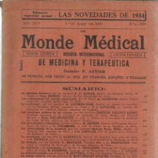 Coleccionismo de Revistas y Periódicos: LE MONDE MEDICAL. REVISTA INTERNACIONAL DE MEDICINA. EDICIÓN ESPAÑOLA. BARCELONA. Nº 889. 1935. Lote 54602299