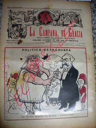 Colecionismo de Revistas e Jornais: - LA CAMPANA DE GRACIA - ANY LVII -  BATALLADA  2990 - BARCELONA    9 D OCTUBRE  DE 1926  -