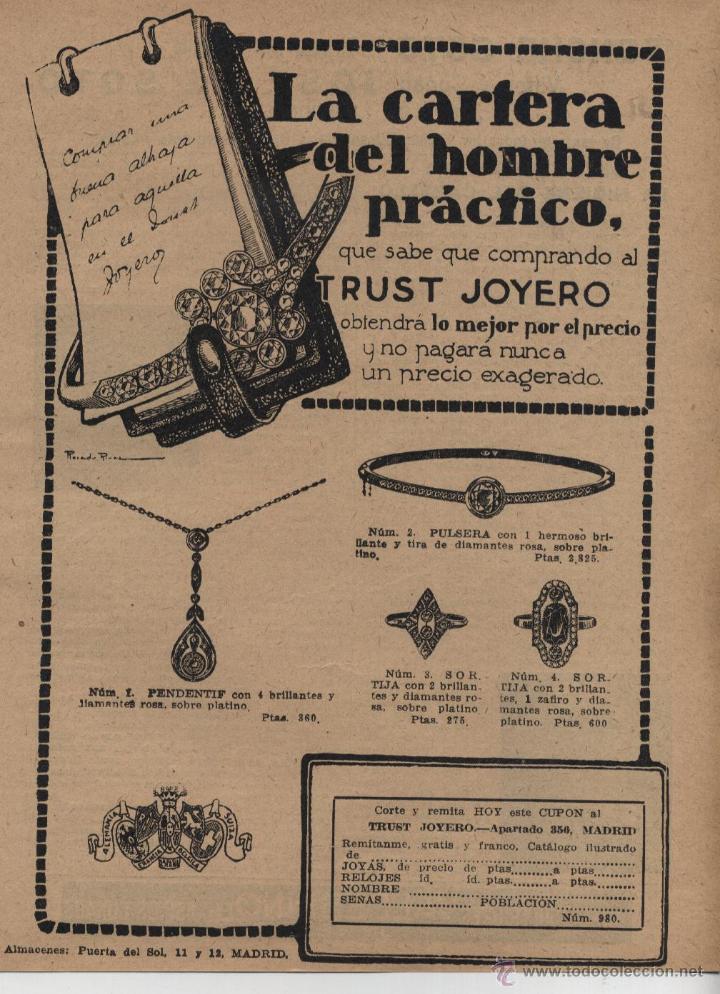 Coleccionismo de Revistas y Peri&oacute;dicos: Publicidad Trust Joyero  - 1921