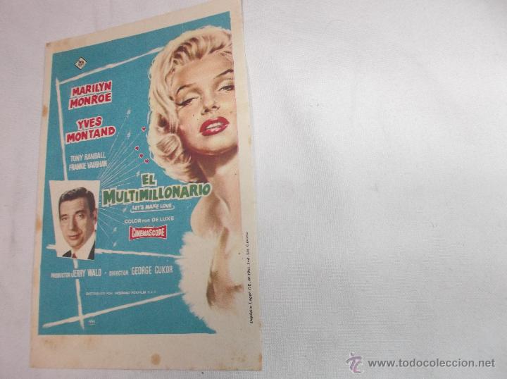 Coleccionismo de revistas y peri&oacute;dicos: programa de bolsillo.el multimillonario de marilyn monroe y yves montand, 1961