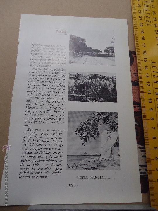 Colecionismo de Revistas e Jornais: HOJA INFORMACION CADIZ - VILLA DE ROTA 3 VISTAS Y PUBLICIDAD HOTEL BUENOS AIRES , ROTA