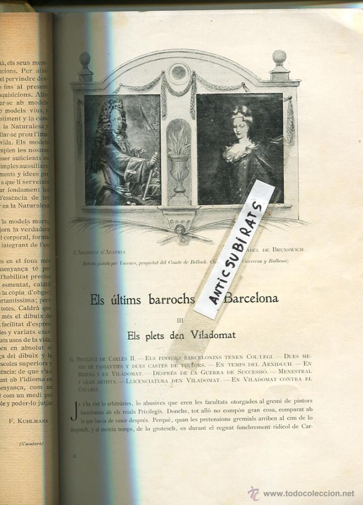 Coleccionismo de Revistas y Peri&oacute;dicos: REVISTA ANY 1908 PINTURA BARROCA CATALANA VILADOMAT PRIVILEGI CARLES II GUERRA DE SUCCESSIO ARXIDUC