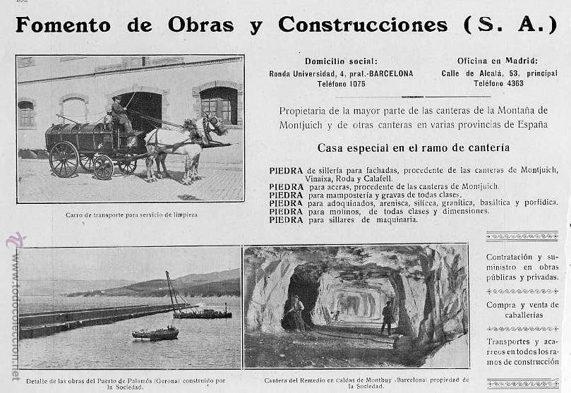 Resultado de imagen de Fomento de Obras y Construcciones S.A. Año 1907