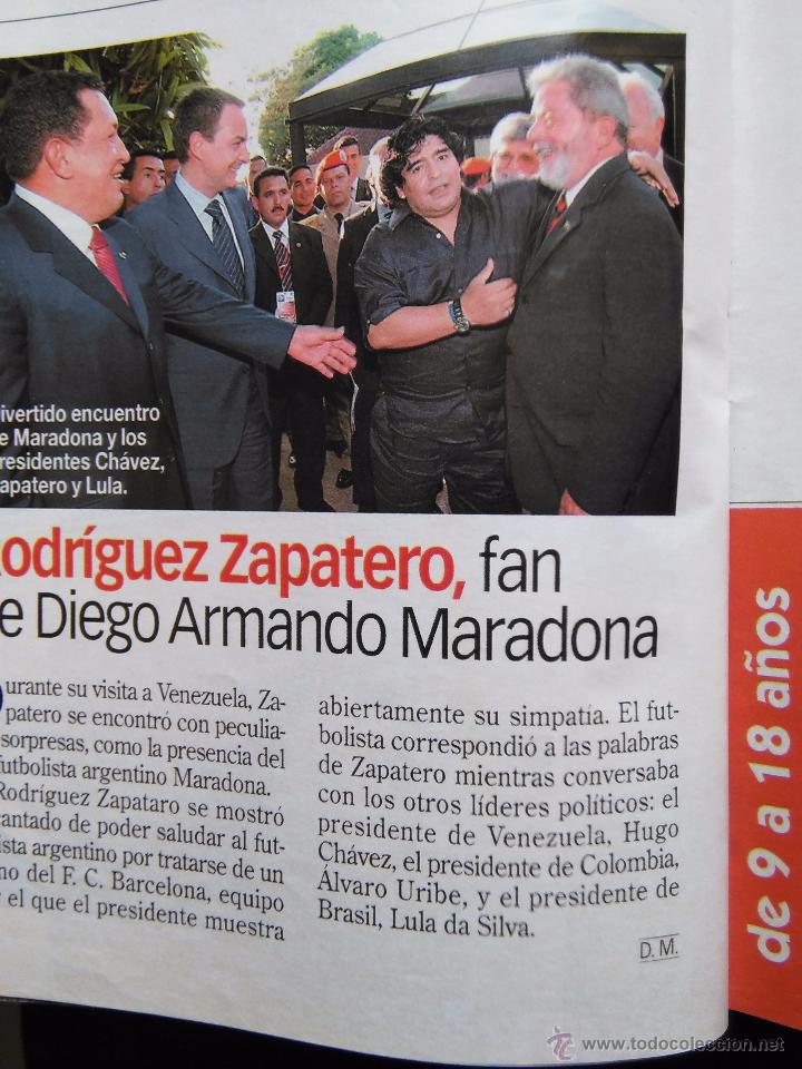 Colecionismo de Revistas e Jornais: RECORTE diego armando maradona zapatero hugo chavez chaves