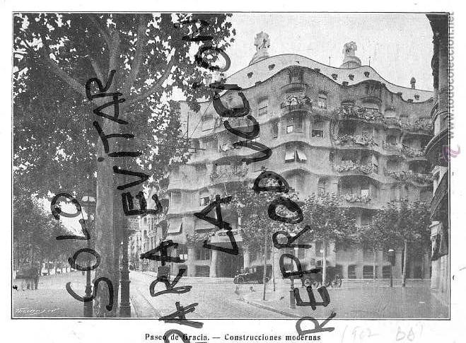 Coleccionismo de Revistas y Peri&oacute;dicos: BARCELONA 1907 PASEO DE GRACIA CASA GAUDI LA PEDRERA HOJA LIBRO