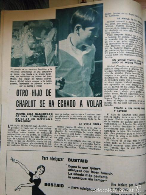 Coleccionismo de revistas y peri&oacute;dicos: RECORTE gERALDINE Y MICHEL CHAPLIN