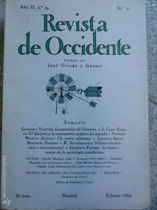 Coleccionismo de revistas y peri&oacute;dicos: REVISTA DE OCCIDENTE JOS&Eacute; ORTEGA Y GASSET A&Ntilde;O II N&ordm; 11 FEBRERO 1964