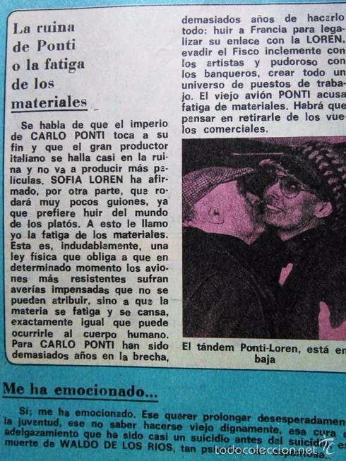 Coleccionismo de Revistas y Peri&oacute;dicos: recorte CARLO PONTI SOFIA LOREN