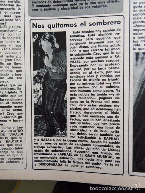 Coleccionismo de revistas y peri&oacute;dicos: RECORTE RAPHAEL - Foto 1