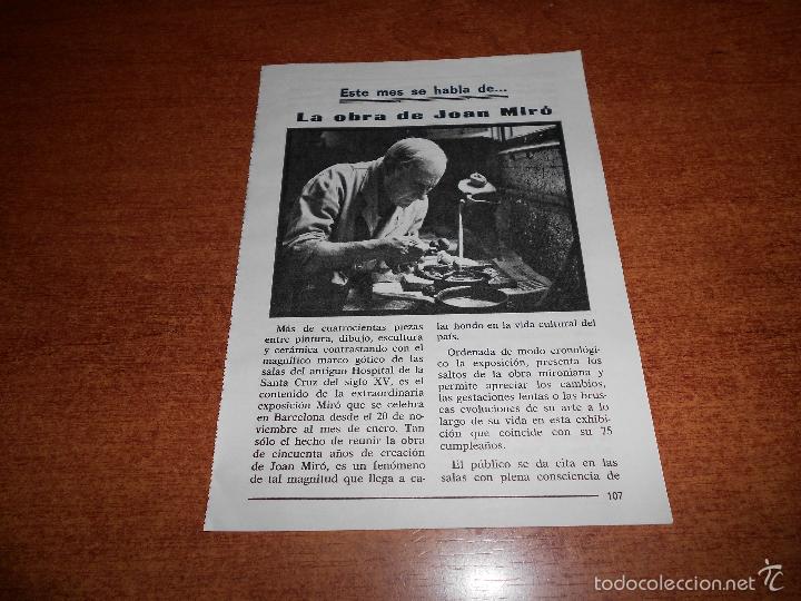 Coleccionismo de Revistas y Peri&oacute;dicos: RECORTE DE PRENSA 1969: JOAN MIR&Oacute;