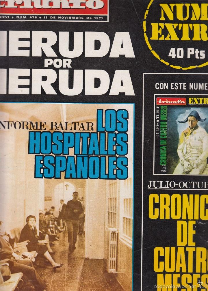 Colecionismo de Revistas e Jornais: REVISTA TRIUNFO N&ordm; 476 A&Ntilde;O 1971.  NERURA POR NERUDA. INCLUYE CRONICA DE CUATRO MESES.