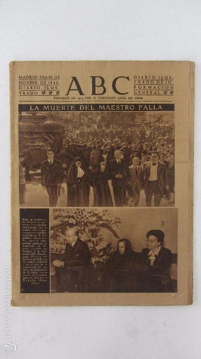 Coleccionismo de Revistas y Peri&oacute;dicos: PERIODICO ABC, MUERTE del MAESTRO FALLA - 30 nov.1940 -