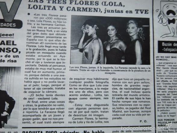 Coleccionismo de revistas y peri&oacute;dicos: RECORTE LOLA LOLIPA CARMEN FLORES