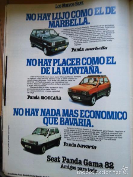Collectionnisme de Revues et Journaux: recorte SEAT PANDA MARBELLA MONTA&Ntilde;A BAVARIA  GAMA 82