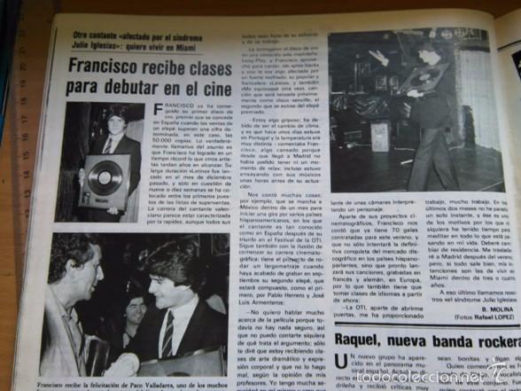 Collectionnisme de Revues et Journaux: recorte FRANCISCO CANTANTE PACO VALLADERES
