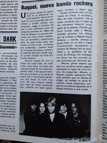 Collectionnisme de Revues et Journaux: recorte RAQUEL FERNANDO DE DIEGO BANDA DE ROCK MADRILE&Ntilde;A 1982