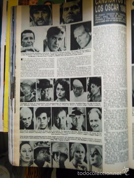 Collectionnisme de Revues et Journaux: recorte CANDIDATOS A LOS OSCARS 1986 HARRISON FORD WILLIAM HURT JAMES GARNER JACK NICHOLSON WHOOPIE