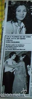Coleccionismo de revistas y peri&oacute;dicos: recorte LOLA LOLITA FLORES JOAN MANUEL SERRAT