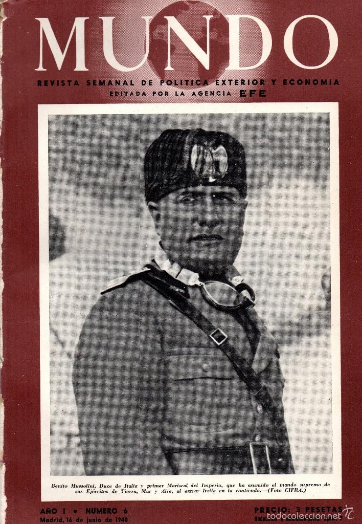 Coleccionismo de revistas y peri&oacute;dicos: mundo revista semanal, n&ordm; 6, 16 de junio de 1940