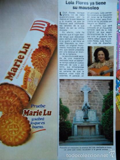 Coleccionismo de revistas y peri&oacute;dicos: recorte lola flores PANTEON TUMBA GALLETAS MARIE LU