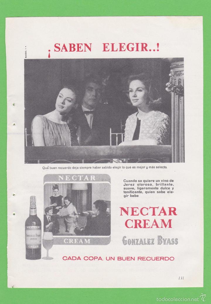 Coleccionismo de revistas y peri&oacute;dicos: PUBLICIDAD 1965. ANUNCIO NECTAR CREAM. GONZALEZ BYASS