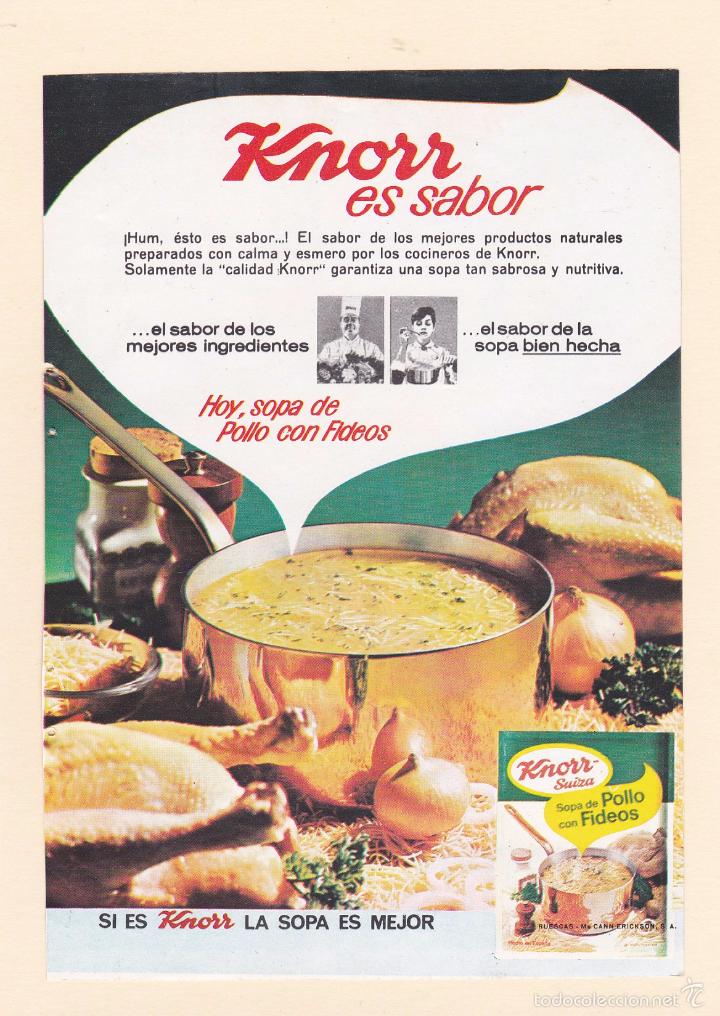 Coleccionismo de revistas y peri&oacute;dicos: PUBLICIDAD 1965. ANUNCIO SOPAS KNORR - WESTINGHOUSE (REVERSO)