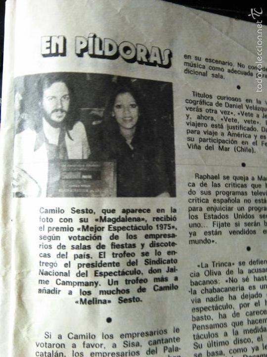 Coleccionismo de revistas y peri&oacute;dicos: RECORTE CAMILO SESTO