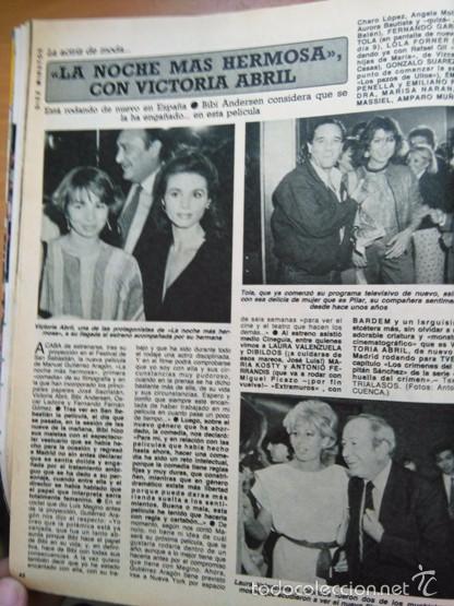 Coleccionismo de revistas y peri&oacute;dicos: RECORTE LA NOCHE MAS HERMOSA VICTORIA ABRIL LAURA VALENZUELA