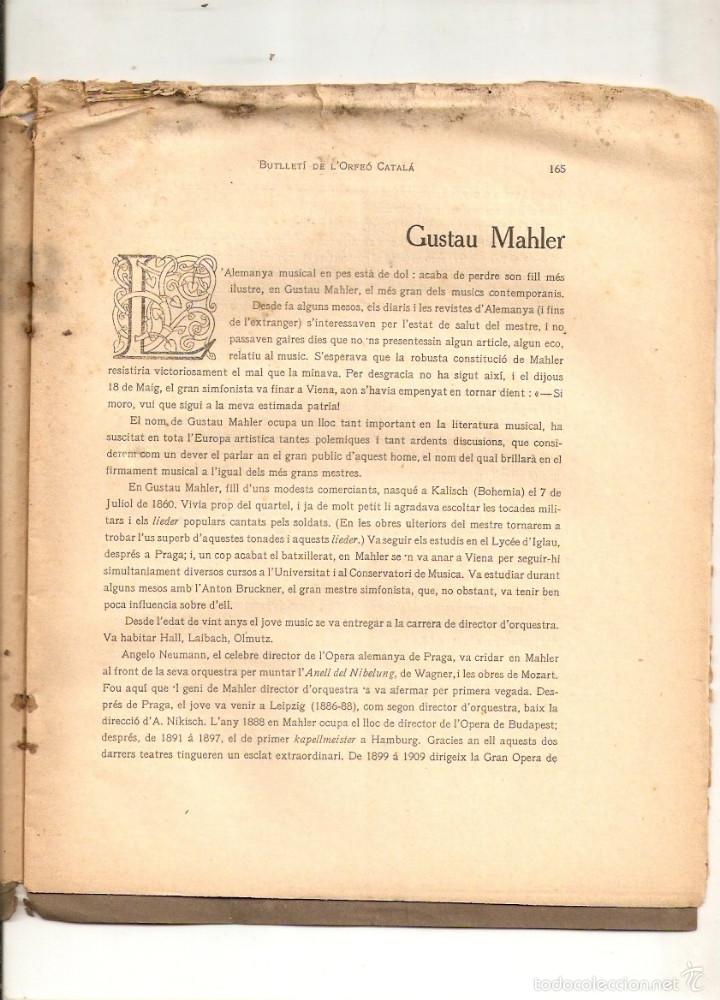 Coleccionismo de Revistas y Peri&oacute;dicos: A&Ntilde;O 1911 MUSICA GUSTAU MAHLER SENTA ELSA WAGNER ORFEO GRACIENC IGUALADA ORFEO DEL NOIA  LA LIRA