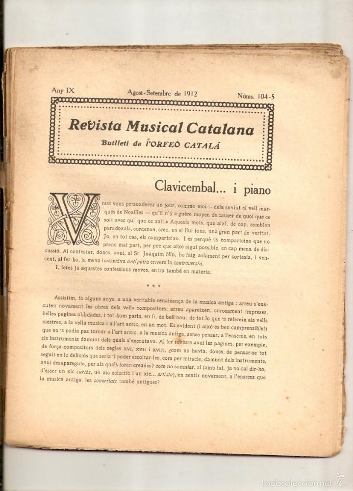Collezionismo di Riviste e Giornali: 1912 MUSICA INSTRUMENTOS CLAVICEMBAL PIANO JOAQUIM NIN 9 SINFONIA DE MAHLER CONGRESO MUSICA SAGRADA
