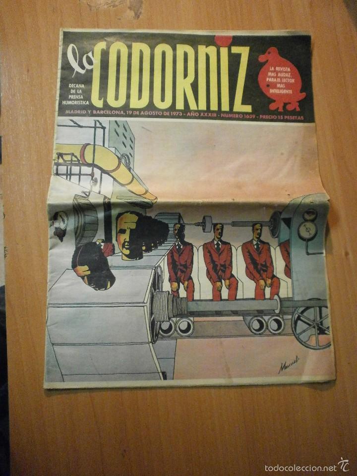 Coleccionismo de Revistas y Peri&oacute;dicos: PERIODICO LA CODORNIZ - MADRID Y BARCELONA 19 AGOSTO 1973-  N&ordm; 1639