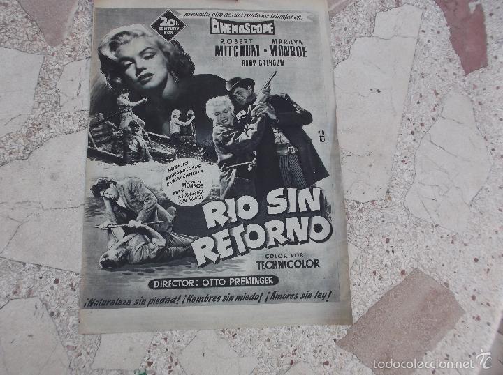 Coleccionismo de revistas y peri&oacute;dicos: programa rio sin retorno de marilyn monroe, contra portada de revista destino, 1954