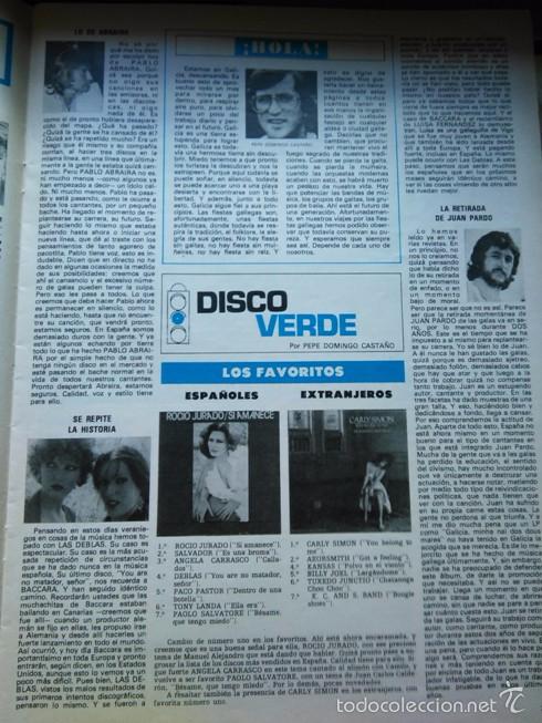 Coleccionismo de Revistas y Peri&oacute;dicos: recorte LAS DEBLAS ROCIO JURADO PABLO ABRAIRA JUAN PARDO CARLY SIMON