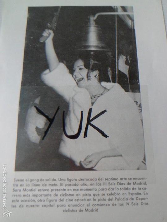 Coleccionismo de revistas y peri&oacute;dicos: SARA MONTIEL INAGURA LOS 6 DIAS CICLISTAS EN EL PALACIO DE DEPORTES DE MADRID - NOVIEMBRE 1962