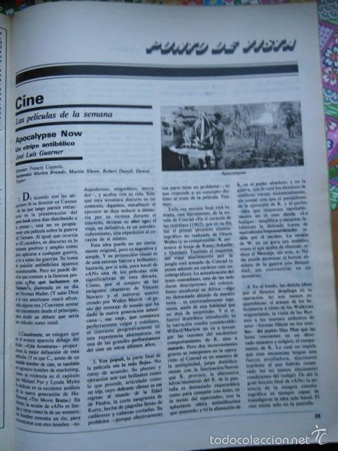 Coleccionismo de Revistas y Peri&oacute;dicos: RECORTE APOCALYPSE NOW FRANCIS FORD COPPOLA MARLON BRANDO MARTIN SHEEN ROBERT DUVALL DENNIS HOPPER